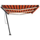 Manual Retractable Awning with LED 600x300 cm Orange and Brown 3069805