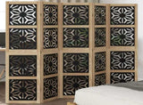 Room Divider 5 Panels Brown and Black Solid Wood Paulownia 358805