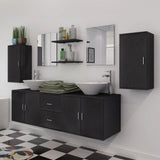 11 Piece Bathroom Furniture Set with Basin with Tap Black 273687