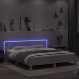 Bed Frame with LED White 193 x 203 cm Engineered Wood 3402853