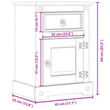 ZNTS Bedside Cabinet Corona 45x35x64 cm Solid Wood Pine 4005655