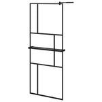 ZNTS Walk-in Shower Wall with Shelf Black 80x195 cm ESG Glass&Aluminium 3185448