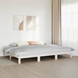 ZNTS Family Bed Frame No Mattress White 270x200 cm Solid Wood Pine 3324575