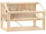 Wooden Hamster Cage with Detachable 31cm Deep Bottom, Hut, Seesaw, Exercise Wheel, Ramp, 80 x 50 x T3398P425408