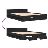 Bed Frame with Drawers without Mattress Black 150x200 cm King Size 3280742