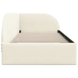Corner Bed Frame with Headboard Cream 100 x 200 cm Velvet 42016663