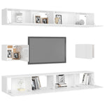 ZNTS 6 Piece TV Cabinet Set High Gloss White Engineered Wood 3079314