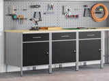 Work Cabinet with Drawer 3 pcs Black and Grey 150 x 55 x 85 cm 3321366