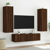 TV Wall Cabinet with LED Lights Brown Oak 60x35x31 cm 837279