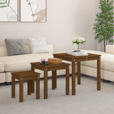 Nesting Tables 3 pcs Honey Brown Solid Wood Pine 824976