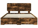 Bed Frame with Drawer Smoked Oak 135 x 190 cm Engineered Wood 3412796