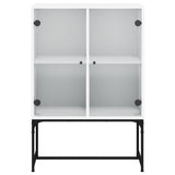 Side Cabinet with Glass Doors White 69x37x100 cm 836546