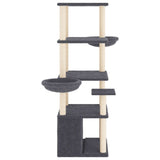 Cat Tree with Sisal Scratching Posts Dark Grey 147 cm 171782