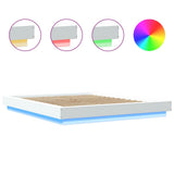 Bed Frame with LED Lights without Mattress White 160x200cm 3281084