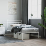 Metal Bed Frame without Mattress with Headboard White 75x190cm 355698