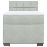 ZNTS Box Spring Bed with Mattress Light Grey 90x200 cm Velvet 3286222