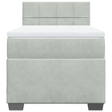 ZNTS Box Spring Bed with Mattress Light Grey 90x200 cm Velvet 3286222