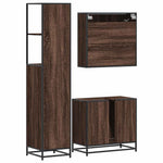 ZNTS 3 Piece Bathroom Furniture Set Brown Oak Engineered Wood 3301139