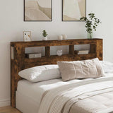 LED Headboard Smoked Oak 180x18.5x103.5 cm Engineered Wood 837362