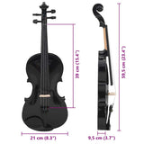 70143 Violin Full Set with Bow and Chin Rest Black 4/4