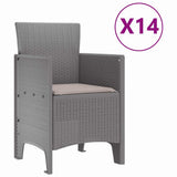 Garden Dining Set with Cushions 15 pcs Light Grey PP 3378808