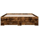 Bed Frame Smoked Oak Engineered Wood, Plywood Double Bed Frame 3280409
