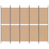 5-Panel Room Divider Beige 250 x 200 cm Fabric 42039221