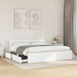 Bed Frame with Headboard without Mattress White 200x200 cm 3295534