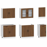 7 Piece Kitchen Cabinet Set Kalmar Brown Oak Engineered Wood 3314738