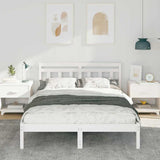 Bed Frame White 140 x 190 cm Solid Pine Wood 872381