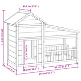 Dog Kennel Grey 143x60.5x109 cm Solid Wood Pine 172262