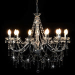 Chandelier with Beads Silver 12 x E14 Bulbs 281610