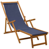 Folding Sun Lounger 2 pcs 3 Position Solid Eucalyptus Wood Blue 3407819