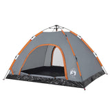 Camping Tent 4-Person Grey and Orange Quick Release 4004171
