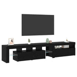 TV Cabinets 2 pcs with LED Lights Black Oak Engineered Wood 3332503
