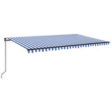 Manual Retractable Awning with LED 500x350 cm Blue and White 3069221