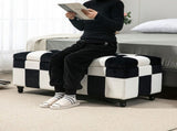 114 x 47 x 47cm Velvet Storage Ottoman, Button-tufted Footstool Box, Toy Chest with Lid for Living T3398P343242