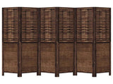 Room Divider 6 Panels Dark Brown Solid Wood Paulownia 358714