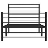 Metal Bed Frame without Mattress with Footboard Black 107x203cm 352333
