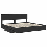Storage Bed with Headboard Black 200 x 200 cm Engineered Wood 3410764