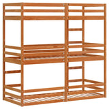 Triple Bunk Bed without Mattress Wax Brown 90x200 cm Solid Wood Pine 3284256