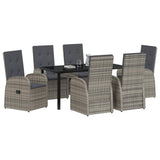 Garden Dining Set with Cushion 7 pcs Grey Poly Rattan 3379496