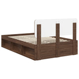 Bed Frame with Headboard Brown Oak 120 x 200 cm Solid Pine Wood 3412102
