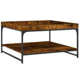 Coffee Table Smoked Oak 80x80x45 cm Engineered Wood and Iron 832815