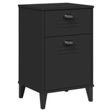 ZNTS Bedside Cabinet VIKEN Black Solid Wood Pine 374915