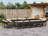 15 Piece Garden Dining Set with Cushions Brown Poly Rattan 3211593