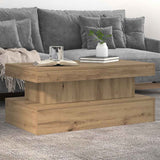 Coffee Table with LED Lights Artisian Oak 90x50x40 cm 857715