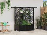 Raised Bed with Trellis and Roof Black 124 x 40 x 138 cm PP 42032548