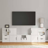 5 Piece TV Units with Storage "ODDA" White Solid Wood Pine 3365383