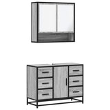 2 Piece Bathroom Furniture Set Grey Sonoma Engineered Wood 3300933